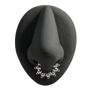 Linked Skulls Septum Clicker Ring