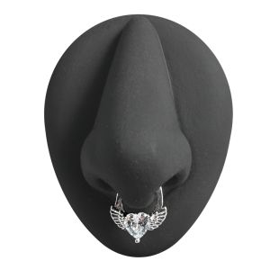Angel Wings with Heart CZ Septum Clicker
