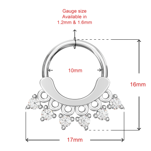 Acerose Filigree with Crystal CZs Septum Clicker
