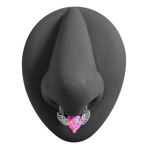 Synthetic Fuchsia Opal Heart Septum Clicker Piercing