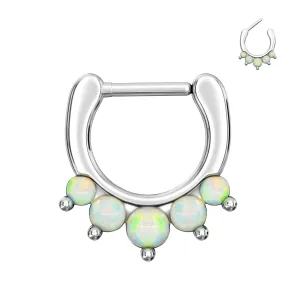 Synthetic White Opal Septum Clicker Piercing