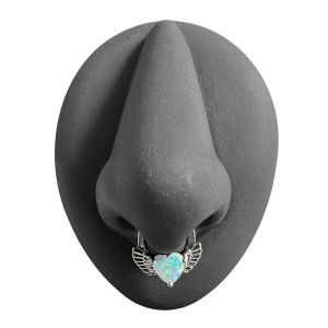 Synthetic White Opal Heart Septum Clicker Piercing