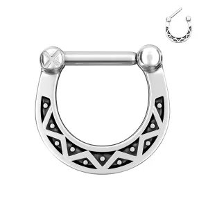 Tribal Dots Oxidized Septum Clicker Piercing