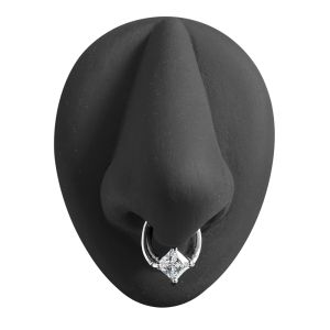 Sparkling Square Cubic Zirconia Septum Clicker Piercing