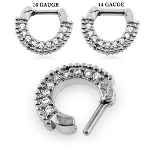Multi Sparkling Round Cubic Zirconia Septum Clicker Piercing