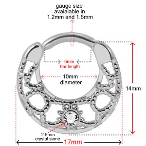 Center Cubic Zirconia Septum Round Clicker Piercing