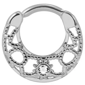 Center Cubic Zirconia Septum Round Clicker Piercing