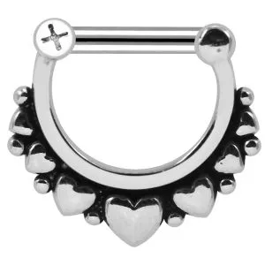 Multiple Hearts Paved Septum Clicker Piercing