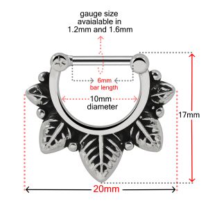 Multiple Leafs Nose Septum Clicker Piercing