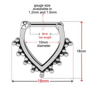 Tribal Dots V Shape  Nose Septum Clicker Piercing