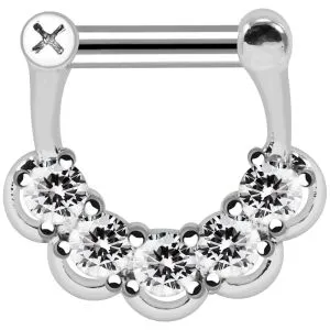 5 CZ Jeweled Floral Septum Clicker Piercing