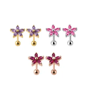 925 Sterling SilverMarquise CZ Flower Cartilage Tragus Piercing Ear Stud Jewelry