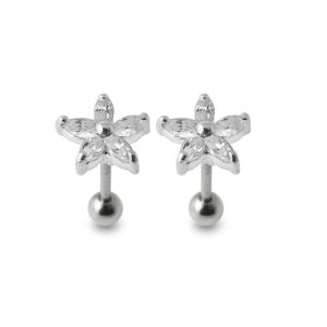 925 Sterling SilverMarquise CZ Flower Cartilage Tragus Piercing Ear Stud Jewelry