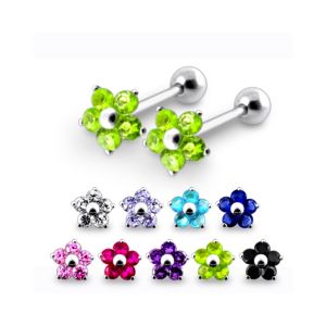 Light Green Jeweled Silver Ear Plug