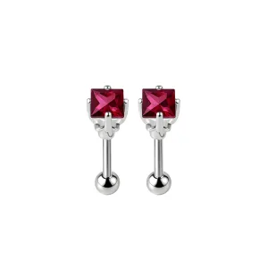 925 Sterling Silver Square CZ Cartilage Tragus Piercing Ear Stud Jewelry