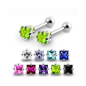 Jeweled Silver Ear Stud Body Piercing Jewelry