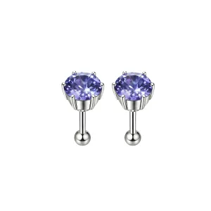925 Sterling Silver round CZ Cartilage Tragus Piercing Ear Stud Jewelry