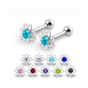 16G Jeweled Silver Ear Body Jewelry