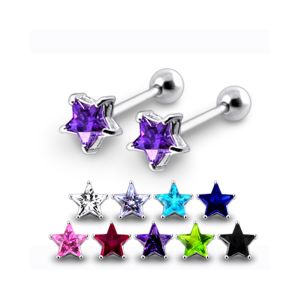 Blue Jeweled Silver Ear Stud