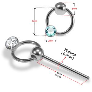 Round Knocker Charm Single Stoned Rhinestone Jeweled 925 Sterling Silver Nose Pin