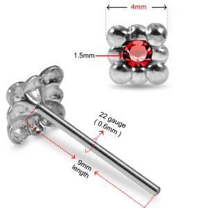 Bread Loaf Single Stone 925 Sterling Silver Nose Stud
