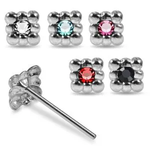 Bread Loaf Single Stone 925 Sterling Silver Nose Stud