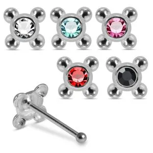 Single Stone 925 Sterling Silver Nose Stud with Orbital Balls