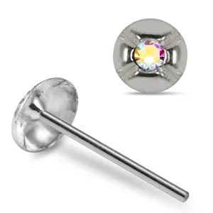 Rose Bloom 925 Sterling Silver Single Stone Embossed Nose Stud