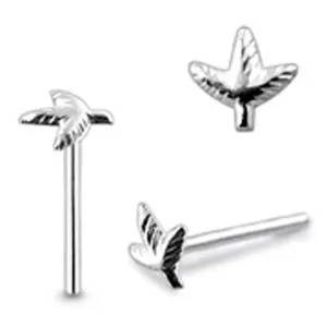 Nature's Elegance 925 Sterling Silver Triple Leaf Nose Stud