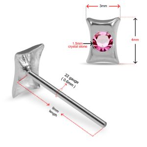 Impressions 925 Sterling Silver Embossed Rectangle Nose Stud
