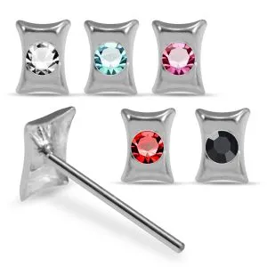 Impressions 925 Sterling Silver Embossed Rectangle Nose Stud