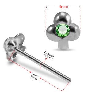 Royal Flush Embossed Clubs Design 925 Sterling Silver Nose Stud with Single Stone
