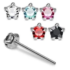 Stellar Elegance 925 Sterling Silver Nose Stud with Star Setting Stone