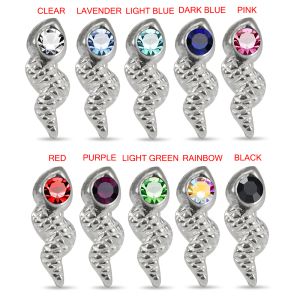 Single Stoned Embossed Serpent 925 Sterling Silver Nose Stud 
