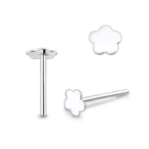 925 Silver Flat Flower Straight End Nose stud