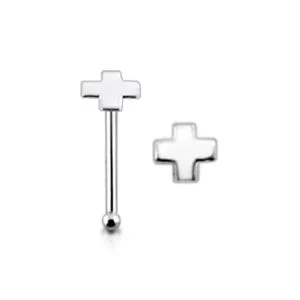 925 Silver Cross Ball End Nose Stud