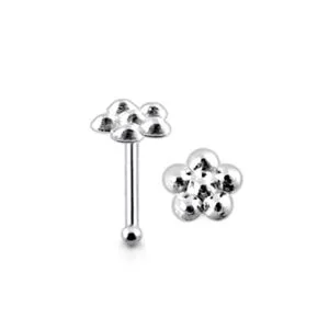925 Silver Emboss Flower Nose Stud