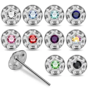 925 Silver Jeweled Shield Straight End Nose Stud Box (20pcs / 40pcs)