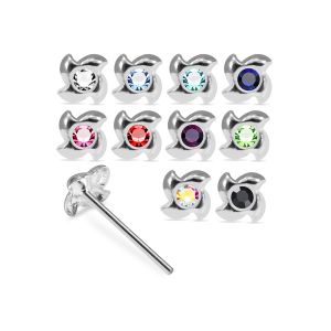 925 Sterling Silver Ninja Shuriken Jeweled Straight End Nose Stud Box (20pcs / 40pcs)