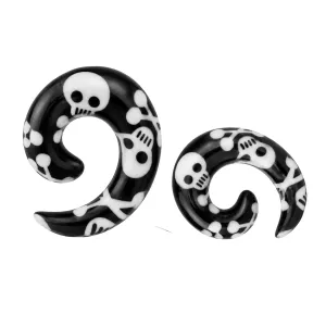 Spiral Hand Painted Skull Ear Expander Body Jewelry