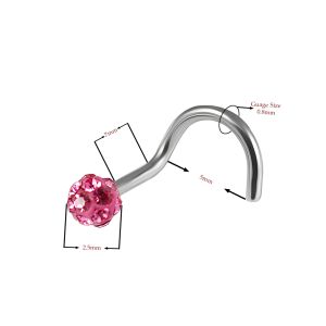 20G Surgical Steel Ferido Ball Jeweled Nose Screw Stud