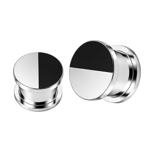 SS Flesh Tunnel with Shell Stripe