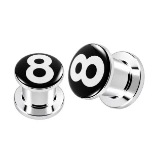 SS Internal Screw Fit #8 Logo Ear Tunnel