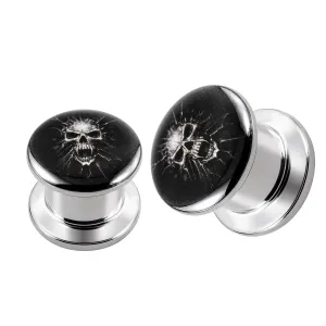 SS Internal Screw Fit Mummy Skull Logo Ear Tunnel