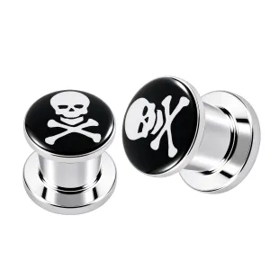 SS Internal Screw Fit Skull Logo Ear Tunnel