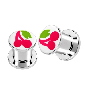 SS Internal Screw Fit With Cherry Logo Ear Tunnel
