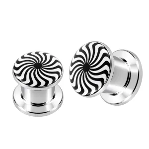 SS Internal Screw Fit With Eye Swril Logo Ear Tunnel