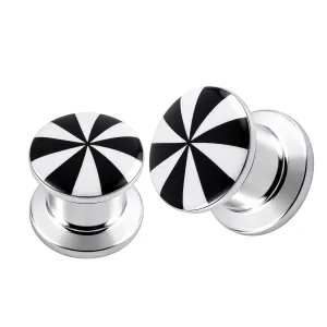 SS Internal Screw Fit With Swirl Logo Ear Tunnel