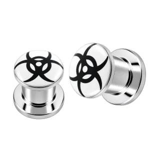 SS Internal Screw Fit With Tribal Logo Ear Tunnel