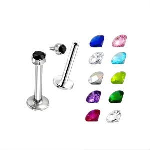 SS Jeweled Top Cubic Madonna Labret